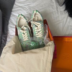 Tory Burch Green and Cream Women's Sneakers